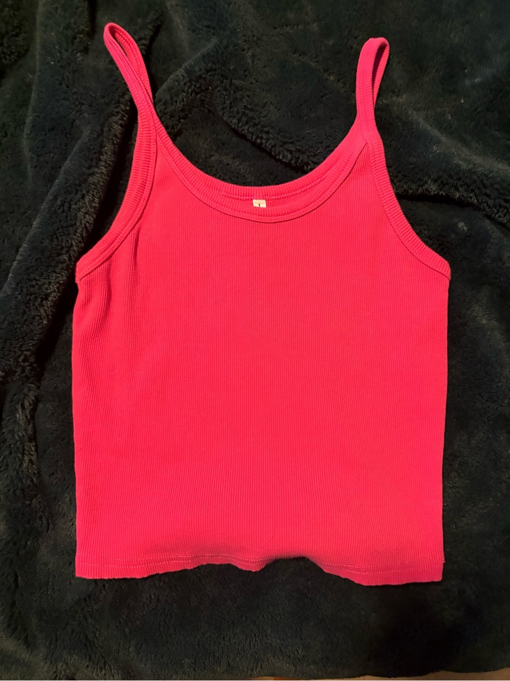 Women’s Pink Ribbed Tank Top - Classic Spaghetti Strap